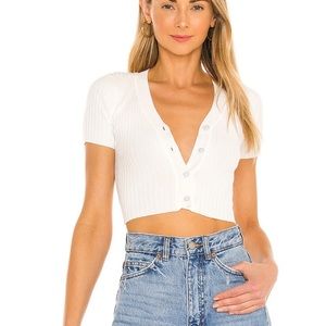 Superdown Noelle Cardigan Top in White